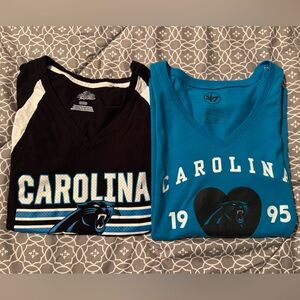 Lot of 2 Juniors Carolina Panthers Football V-Neck t-shirts size: Medium